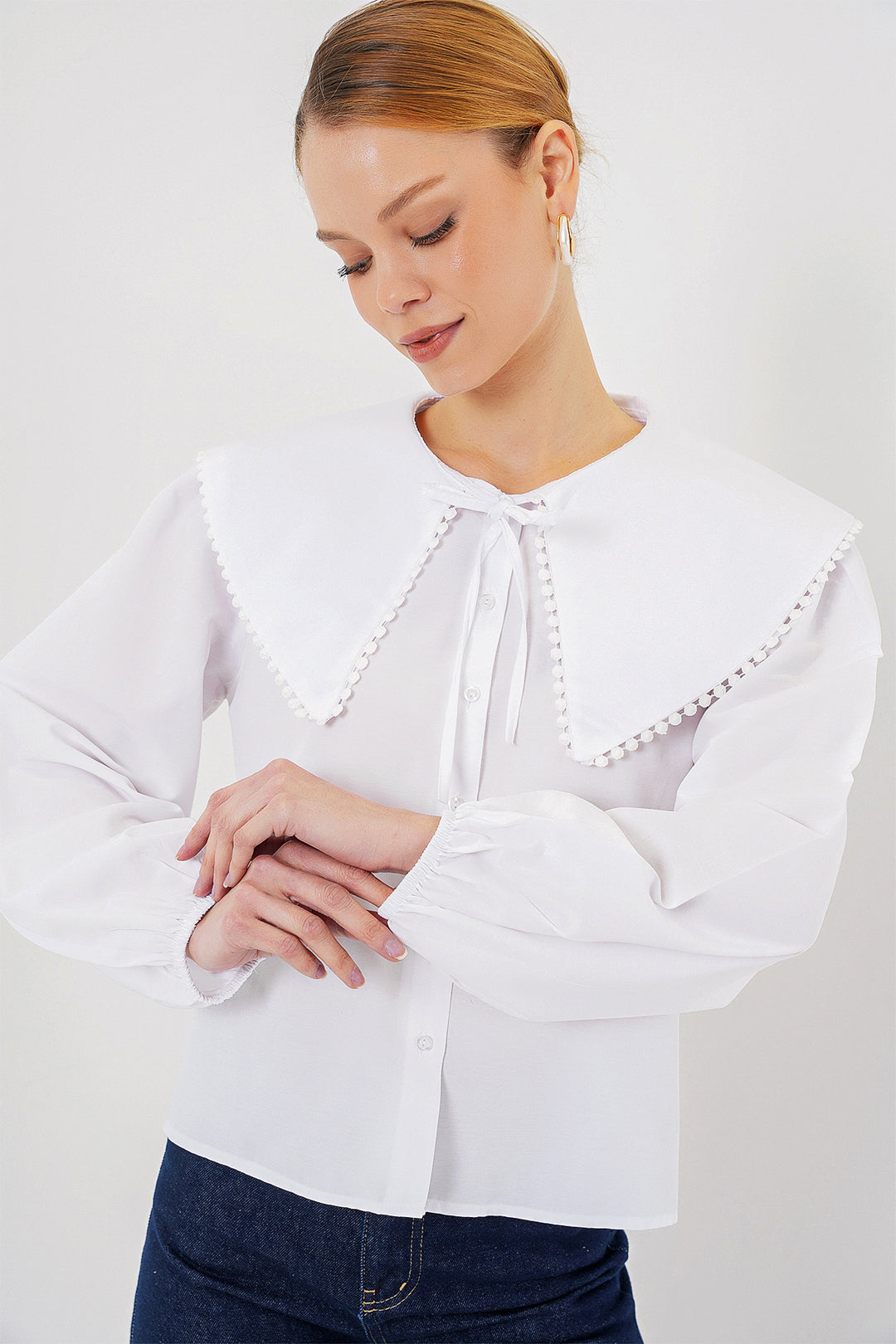 Bigdart Chemise à col bébé pour femme 20314 - Blanc