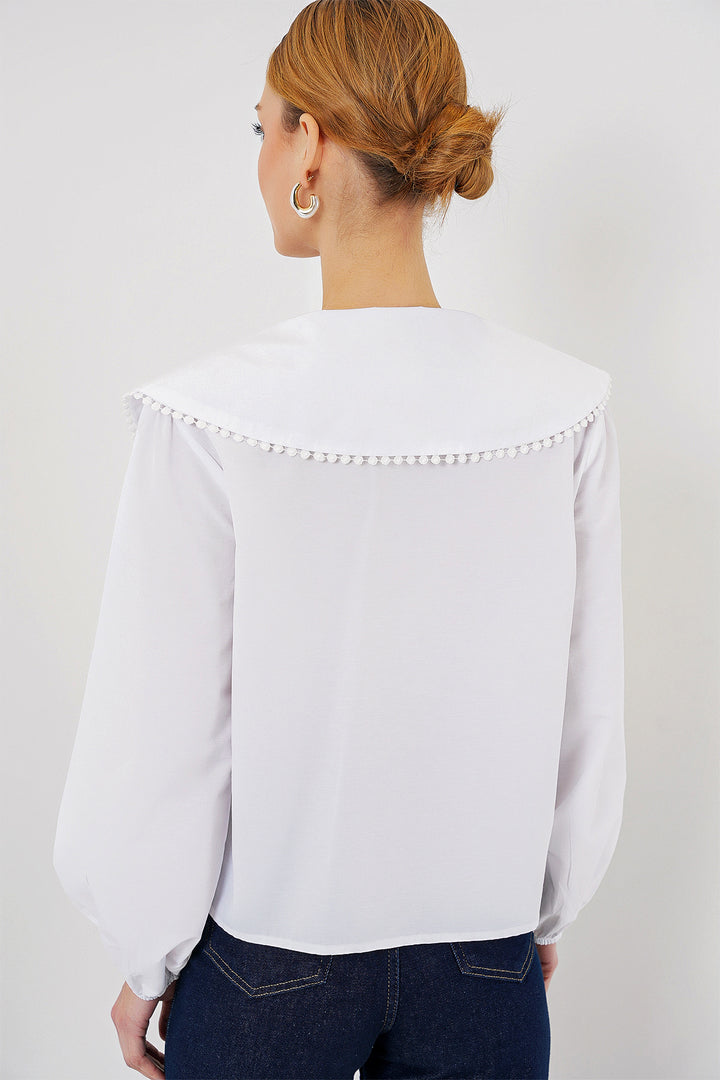 Bigdart Chemise à col bébé pour femme 20314 - Blanc