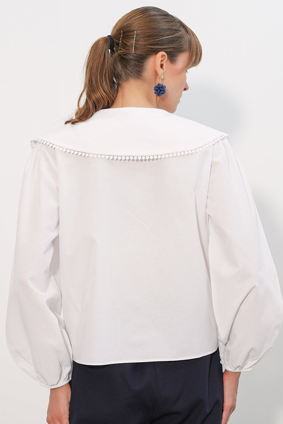 Bigdart Chemise à col bébé pour femme 20314 - Blanc