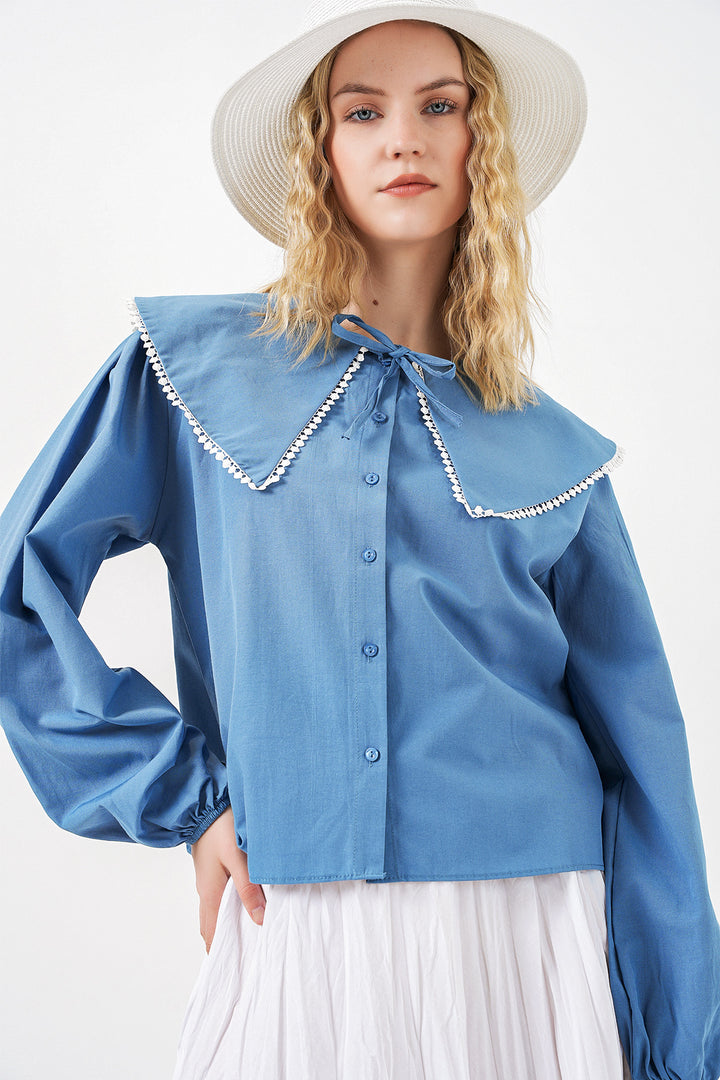 Bigdart Chemise à col bébé femme 20314 - Indigo