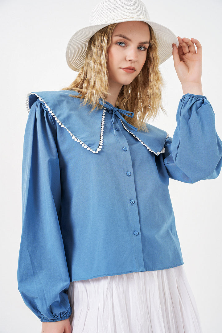 Bigdart Chemise à col bébé femme 20314 - Indigo