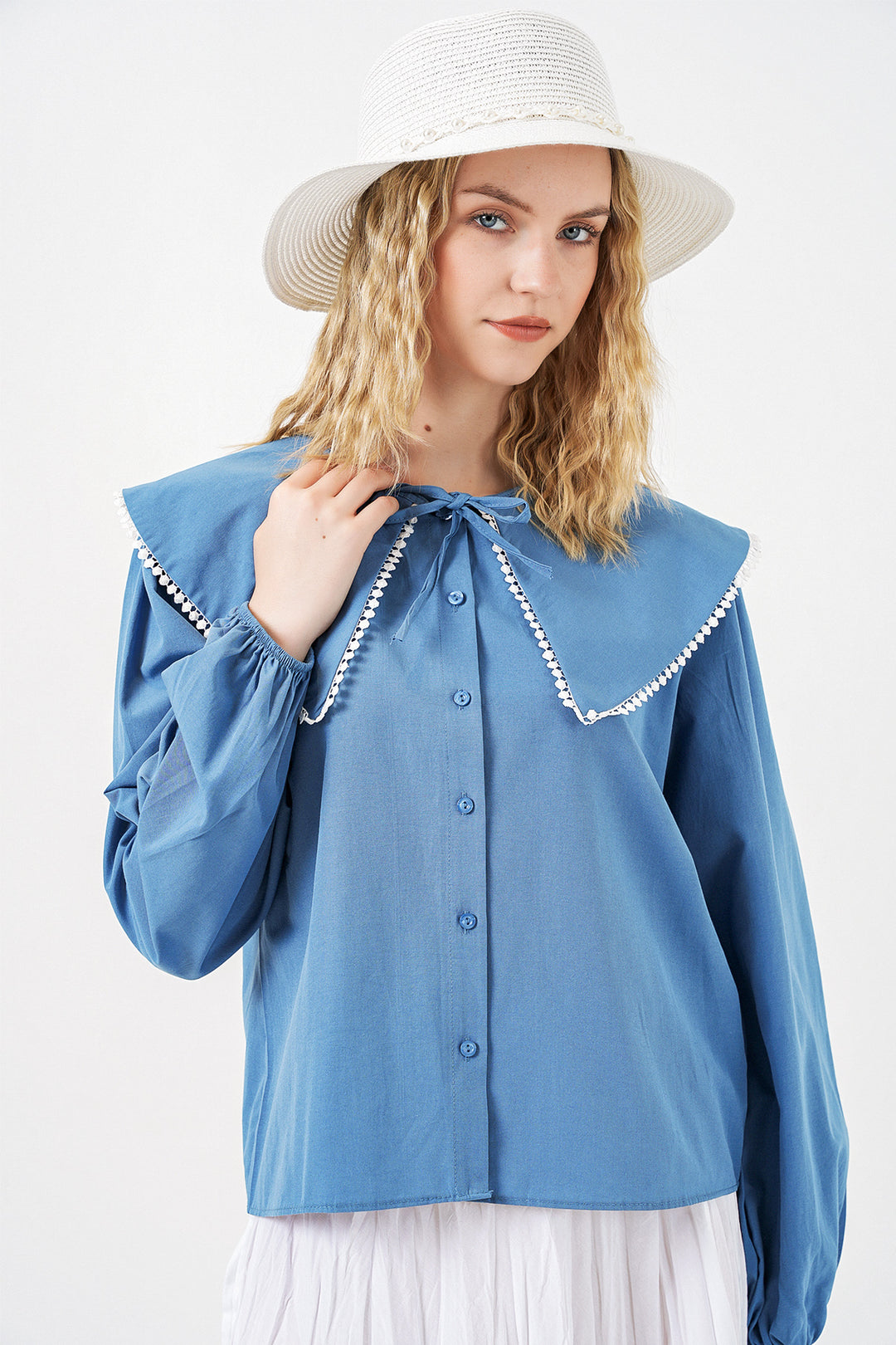 Bigdart Chemise à col bébé femme 20314 - Indigo