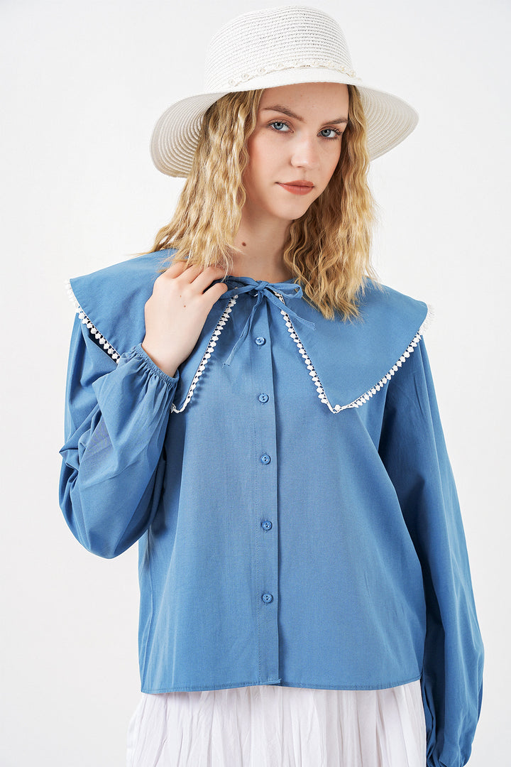 Bigdart Chemise à col bébé femme 20314 - Indigo