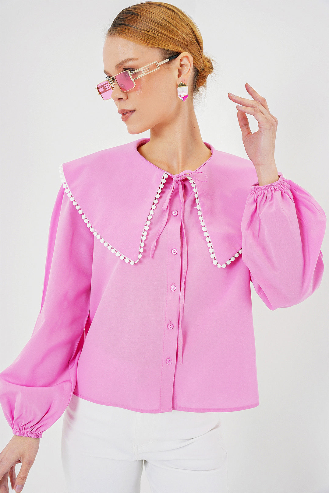 Bigdart Chemise à col bébé pour femme 20314 - Rose
