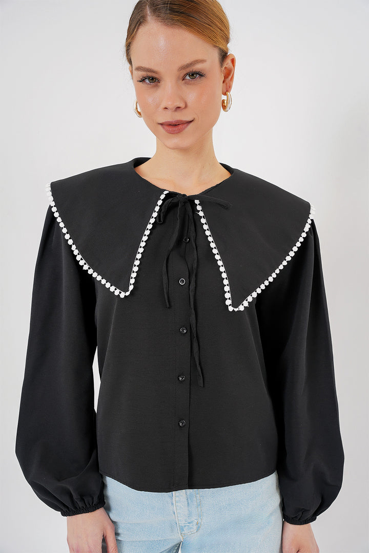Bigdart Chemise à col bébé pour femme 20314 - Noir