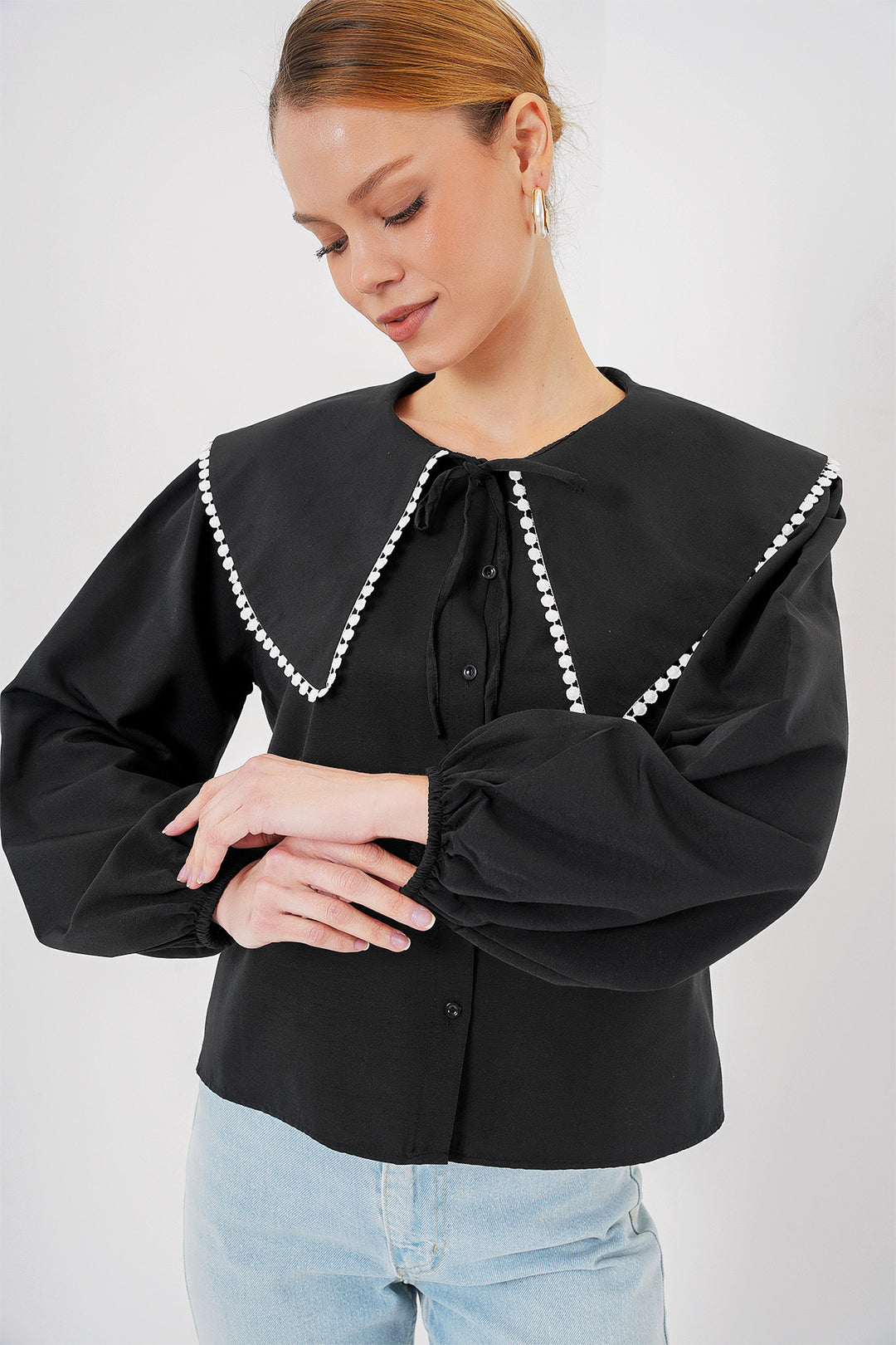 Bigdart Chemise à col bébé pour femme 20314 - Noir