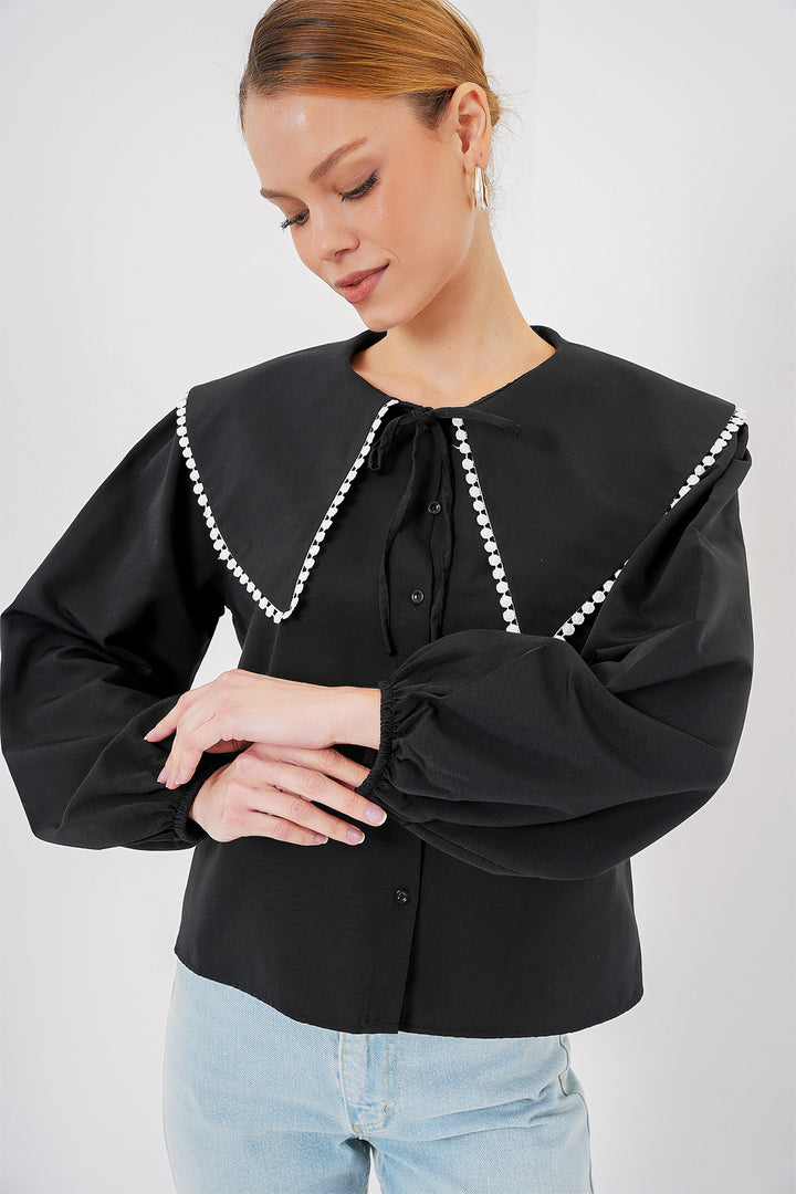 Bigdart Chemise à col bébé pour femme 20314 - Noir
