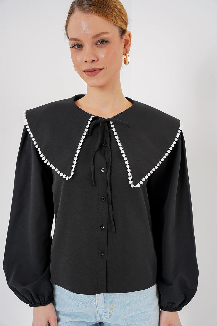 Bigdart Chemise à col bébé pour femme 20314 - Noir
