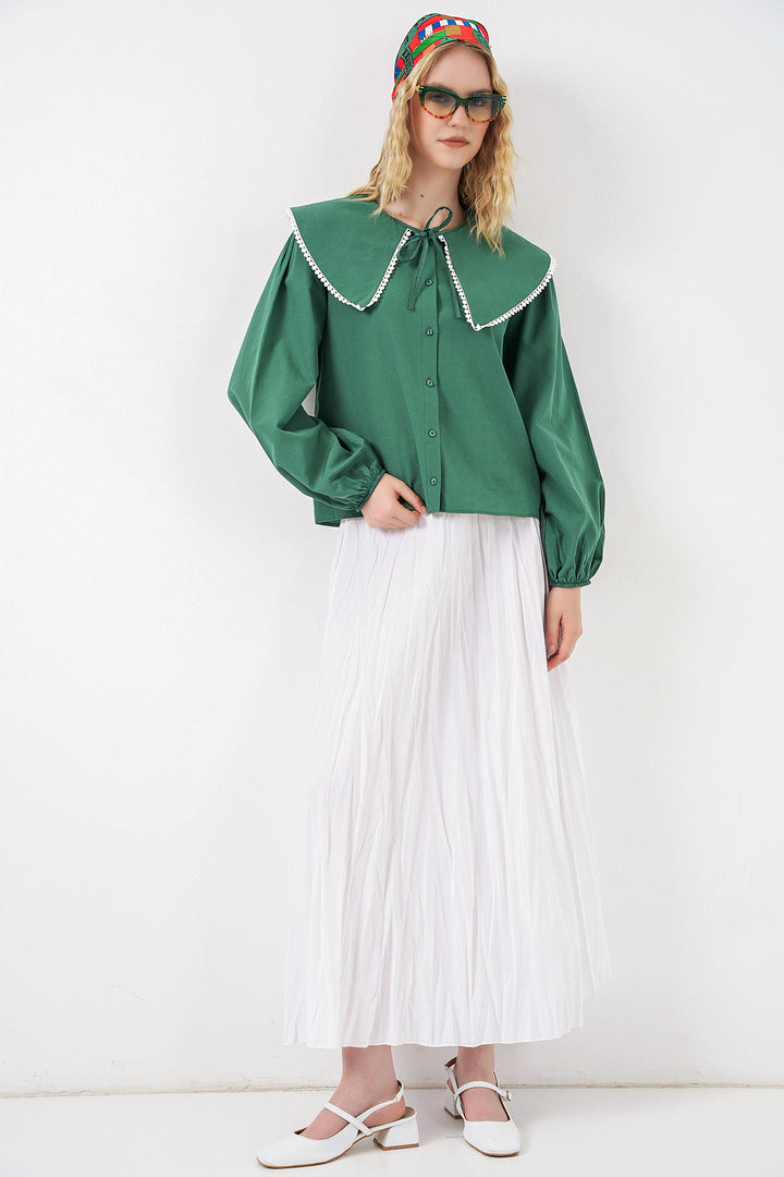Bigdart Chemise à col bébé femme 20314 - Vert émeraude