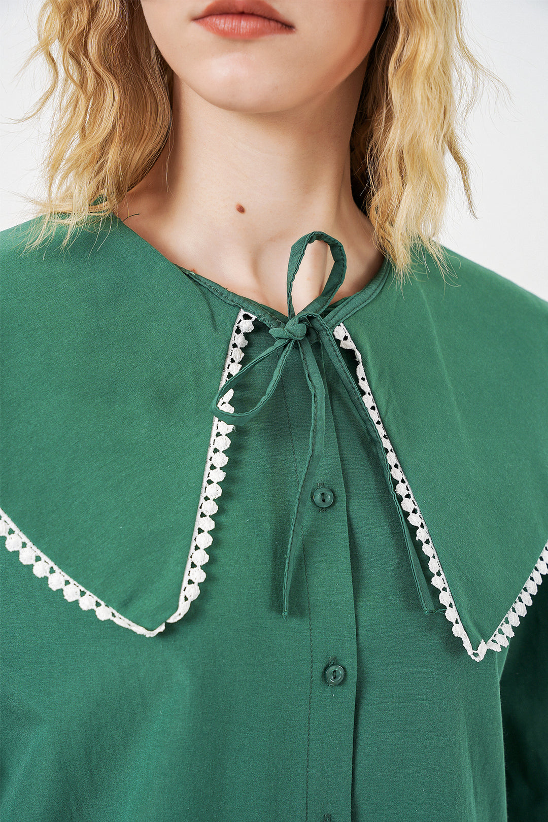 Bigdart Chemise à col bébé femme 20314 - Vert émeraude