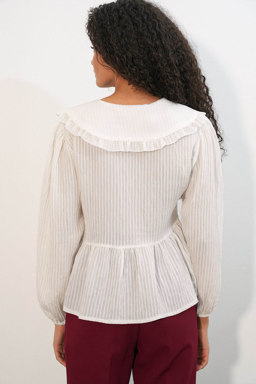 Bigdart Blouse chemise à col bébé pour femmes 993 - Blanc