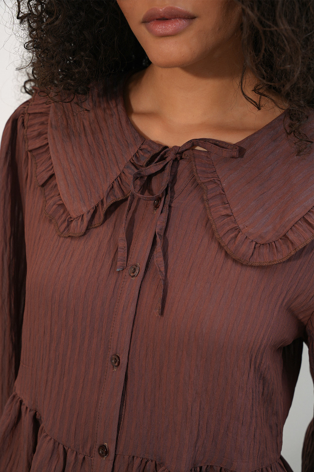 Bigdart Blouse chemise à col bébé pour femmes 993 - Marron