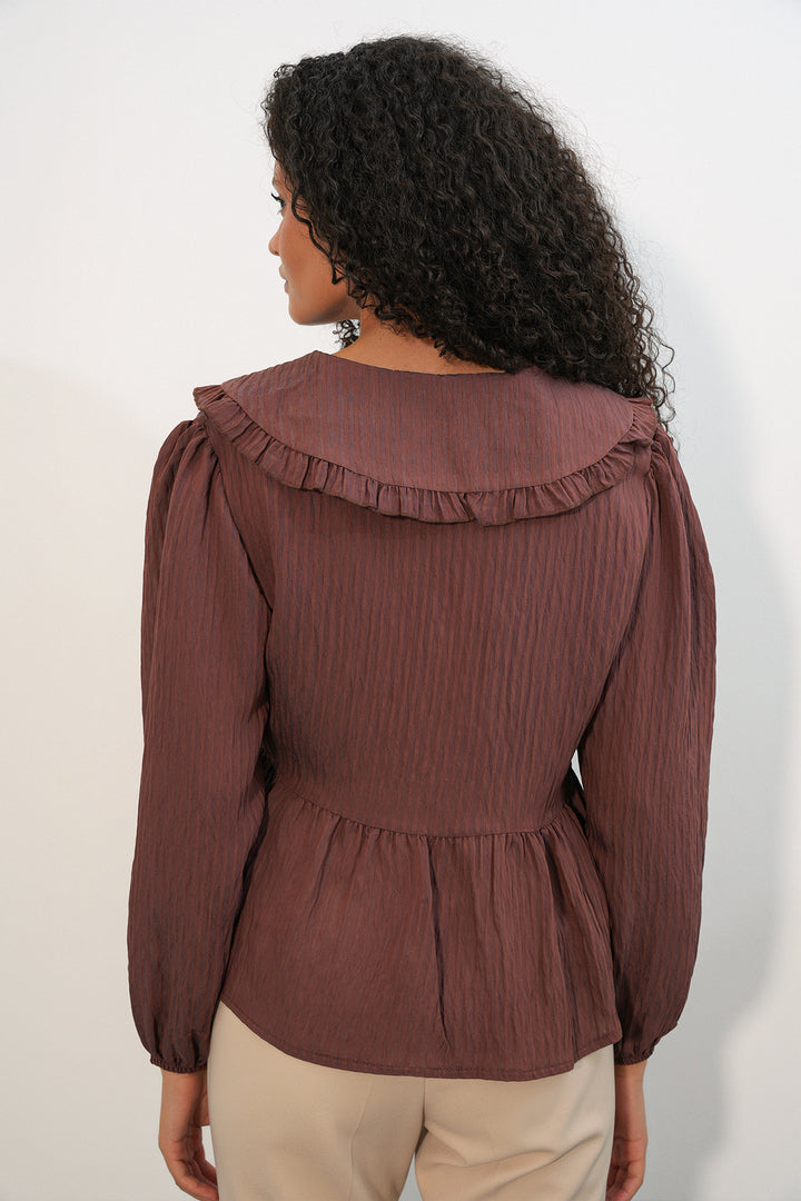 Bigdart Blouse chemise à col bébé pour femmes 993 - Marron