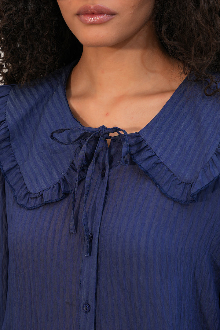 Bigdart Chemisier à col bébé femme 993 - Bleu marine