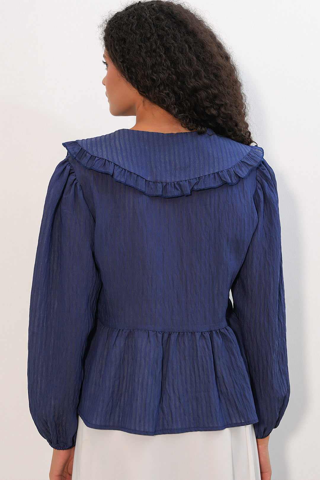 Bigdart Chemisier à col bébé femme 993 - Bleu marine