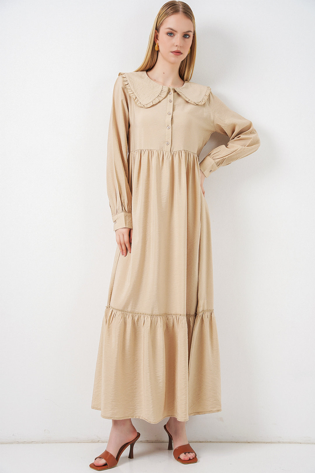 Bigdart Robe longue de hijab à col bébé 2592 - Beige