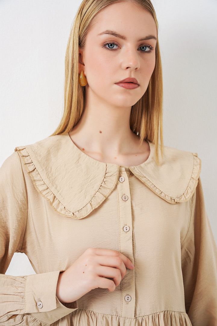 Bigdart Robe longue de hijab à col bébé 2592 - Beige