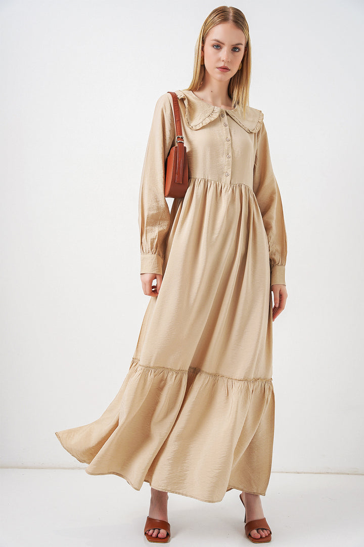 Bigdart Robe longue de hijab à col bébé 2592 - Beige