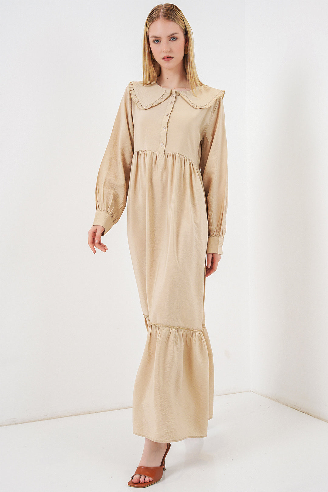 Bigdart Robe longue de hijab à col bébé 2592 - Beige