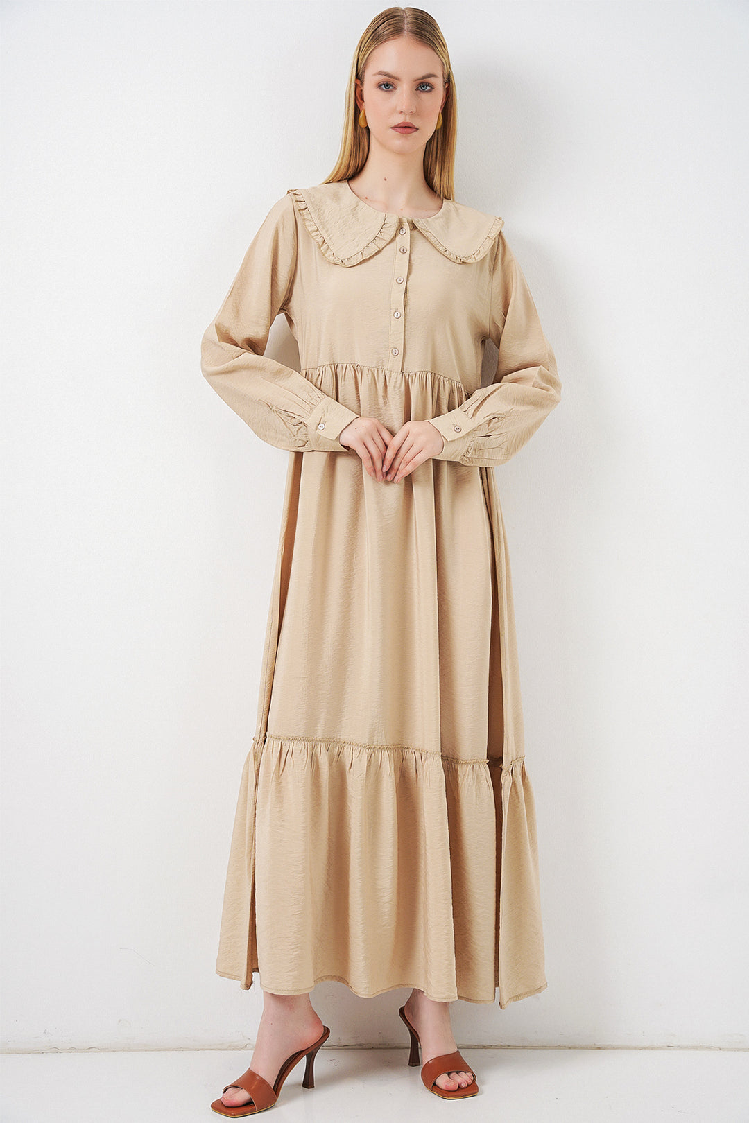 Bigdart Robe longue de hijab à col bébé 2592 - Beige