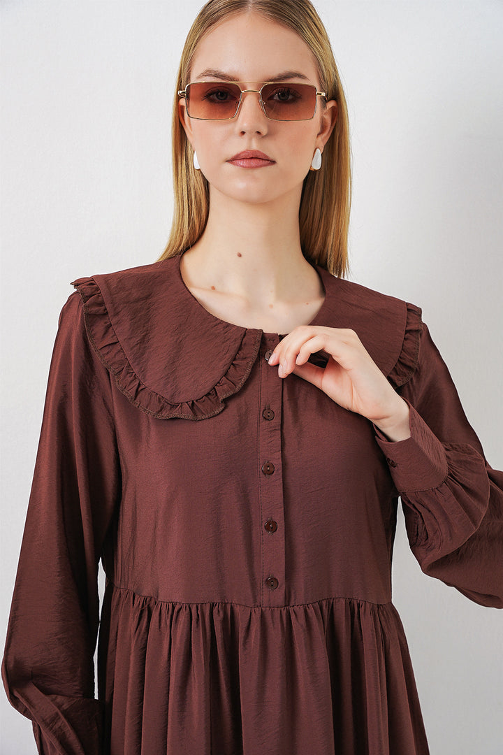 Bigdart Robe longue de hijab à col bébé 2592 - Marron