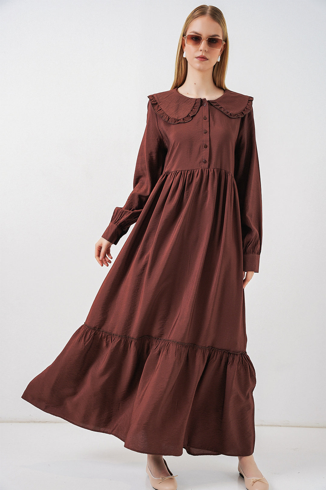 Bigdart Robe longue de hijab à col bébé 2592 - Marron