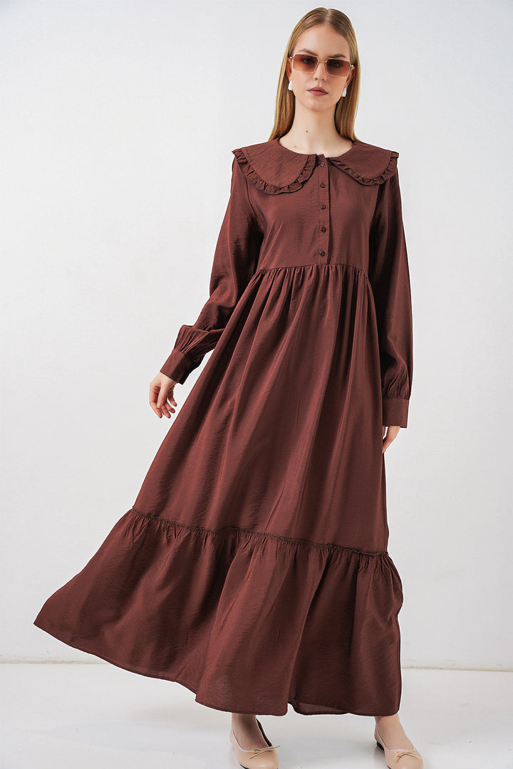 Bigdart Robe longue de hijab à col bébé 2592 - Marron