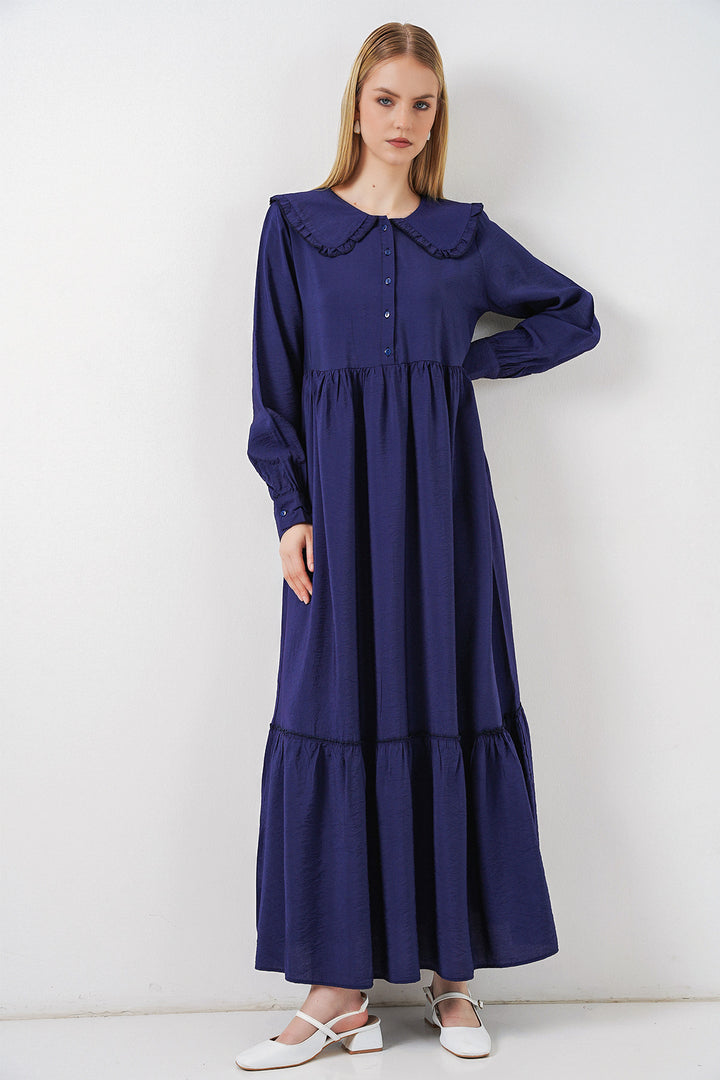 Bigdart Robe longue de hijab à col bébé 2592 - Bleu marine