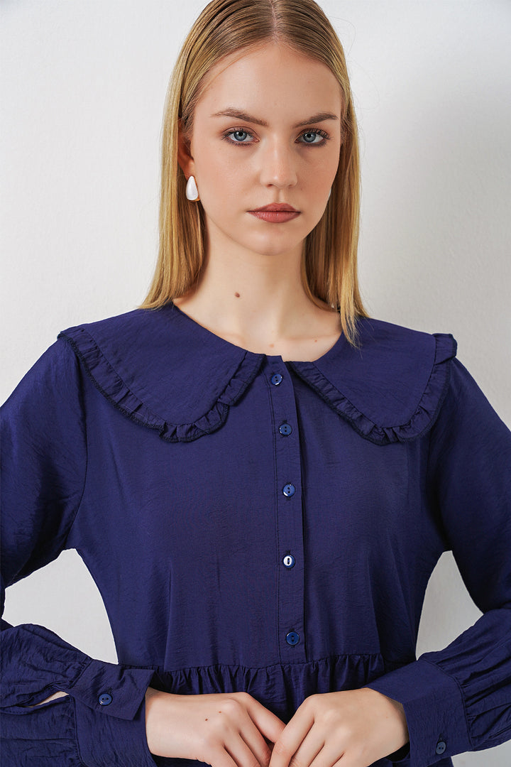 Bigdart Robe longue de hijab à col bébé 2592 - Bleu marine