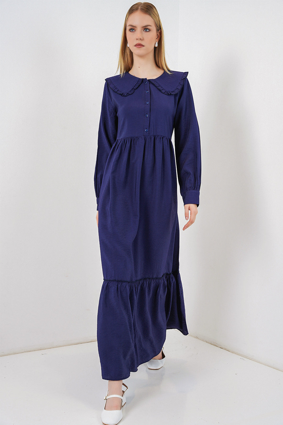 Bigdart Robe longue de hijab à col bébé 2592 - Bleu marine