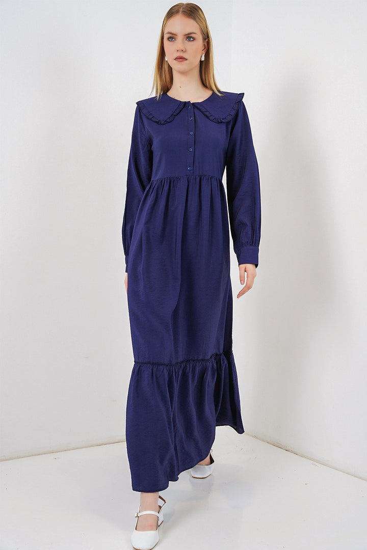 Bigdart Robe longue de hijab à col bébé 2592 - Bleu marine