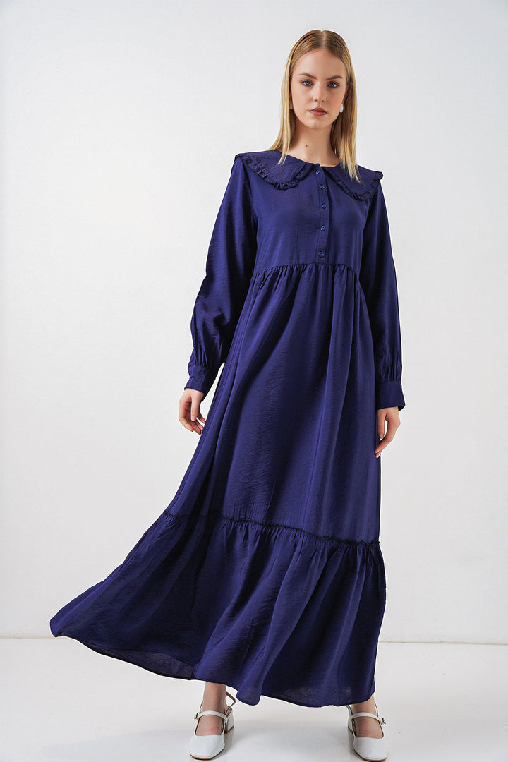 Bigdart Robe longue de hijab à col bébé 2592 - Bleu marine