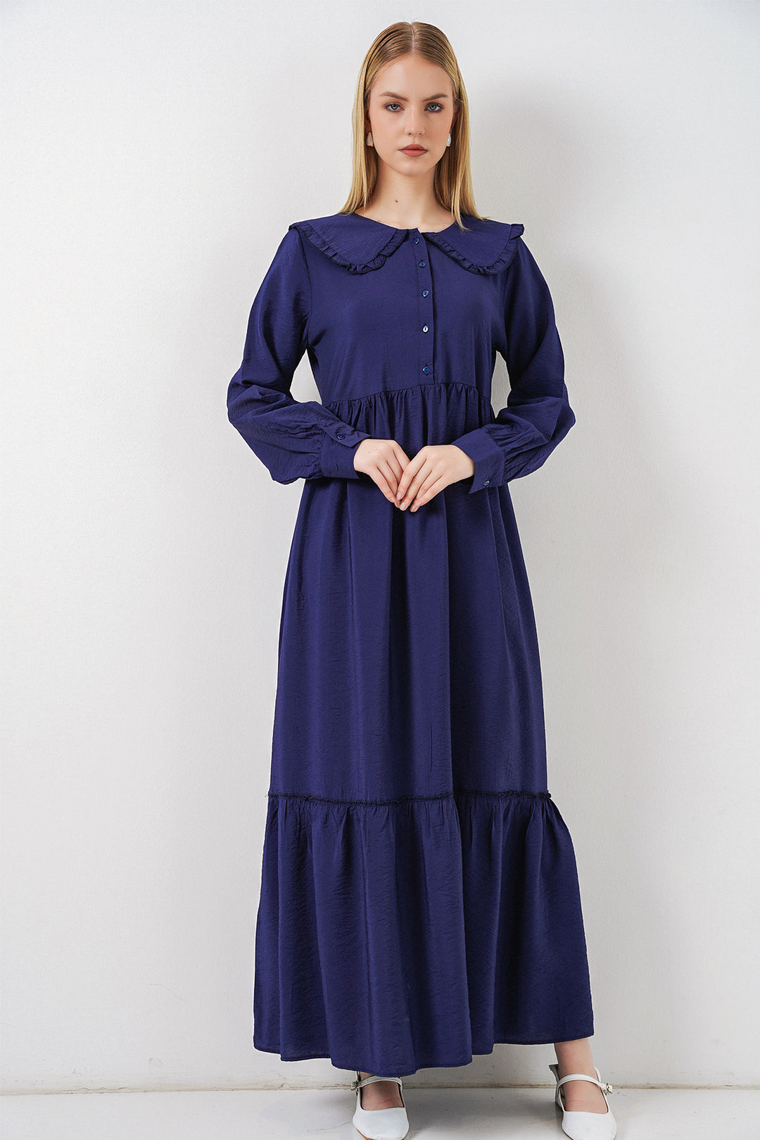 Bigdart Robe longue de hijab à col bébé 2592 - Bleu marine