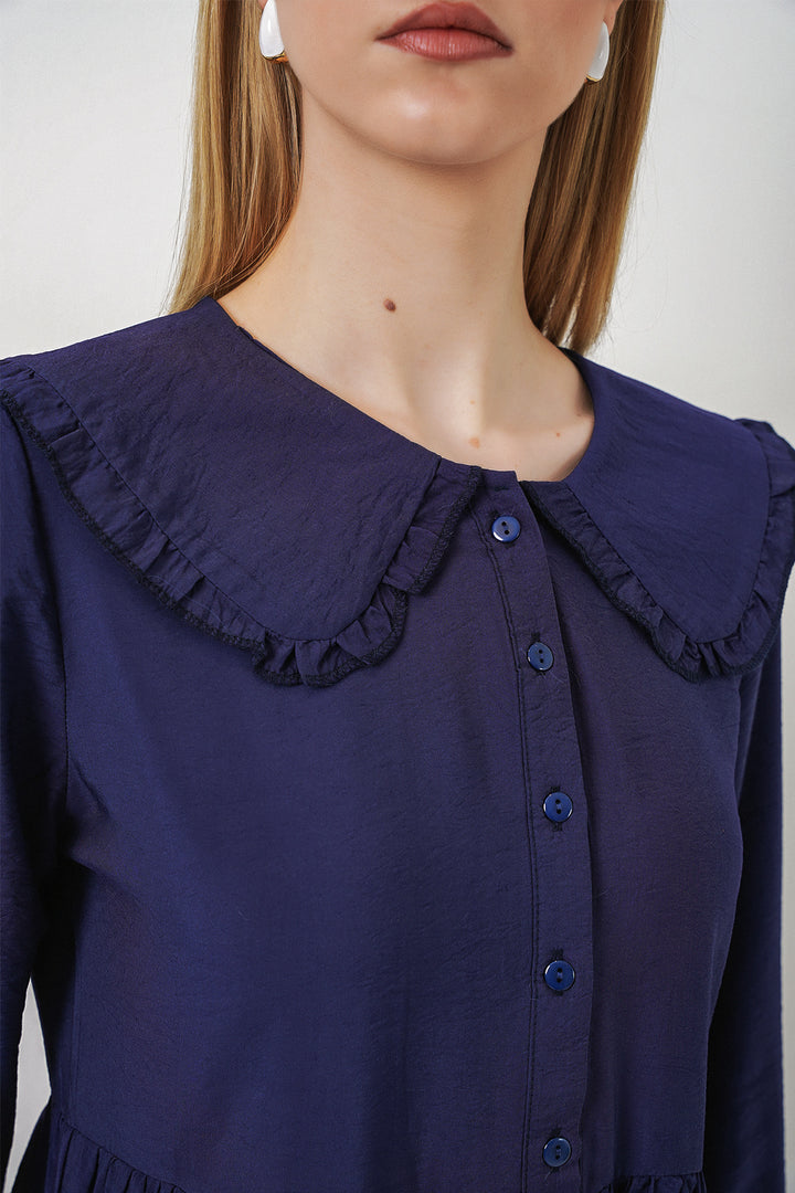 Bigdart Robe longue de hijab à col bébé 2592 - Bleu marine