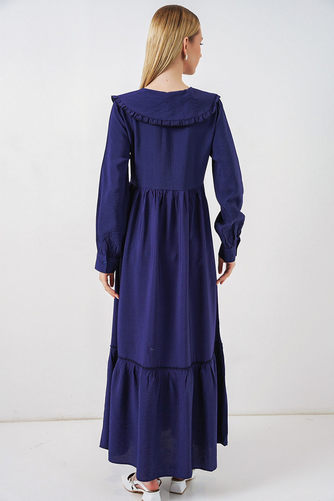 Bigdart Robe longue de hijab à col bébé 2592 - Bleu marine