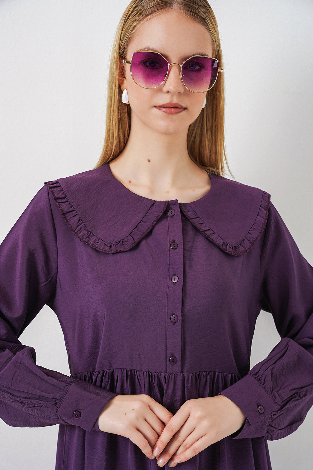 Bigdart Robe longue de hijab à col bébé 2592 - Violet