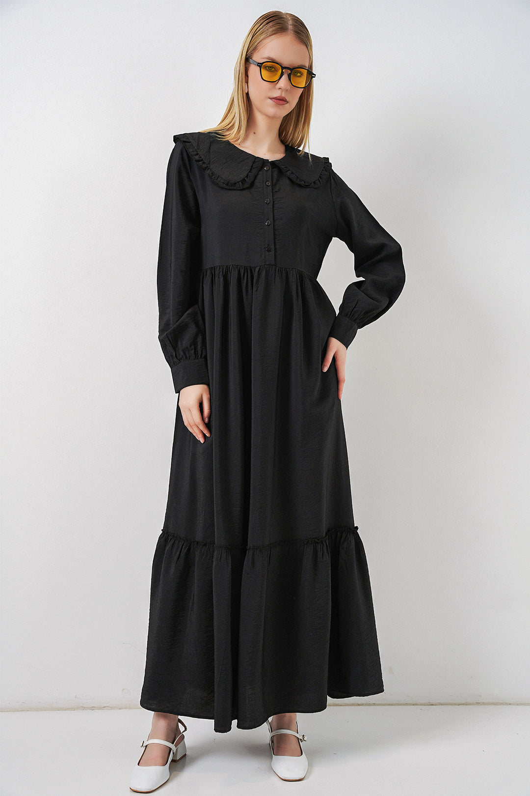 Bigdart Robe longue de hijab à col bébé 2592 - Noir
