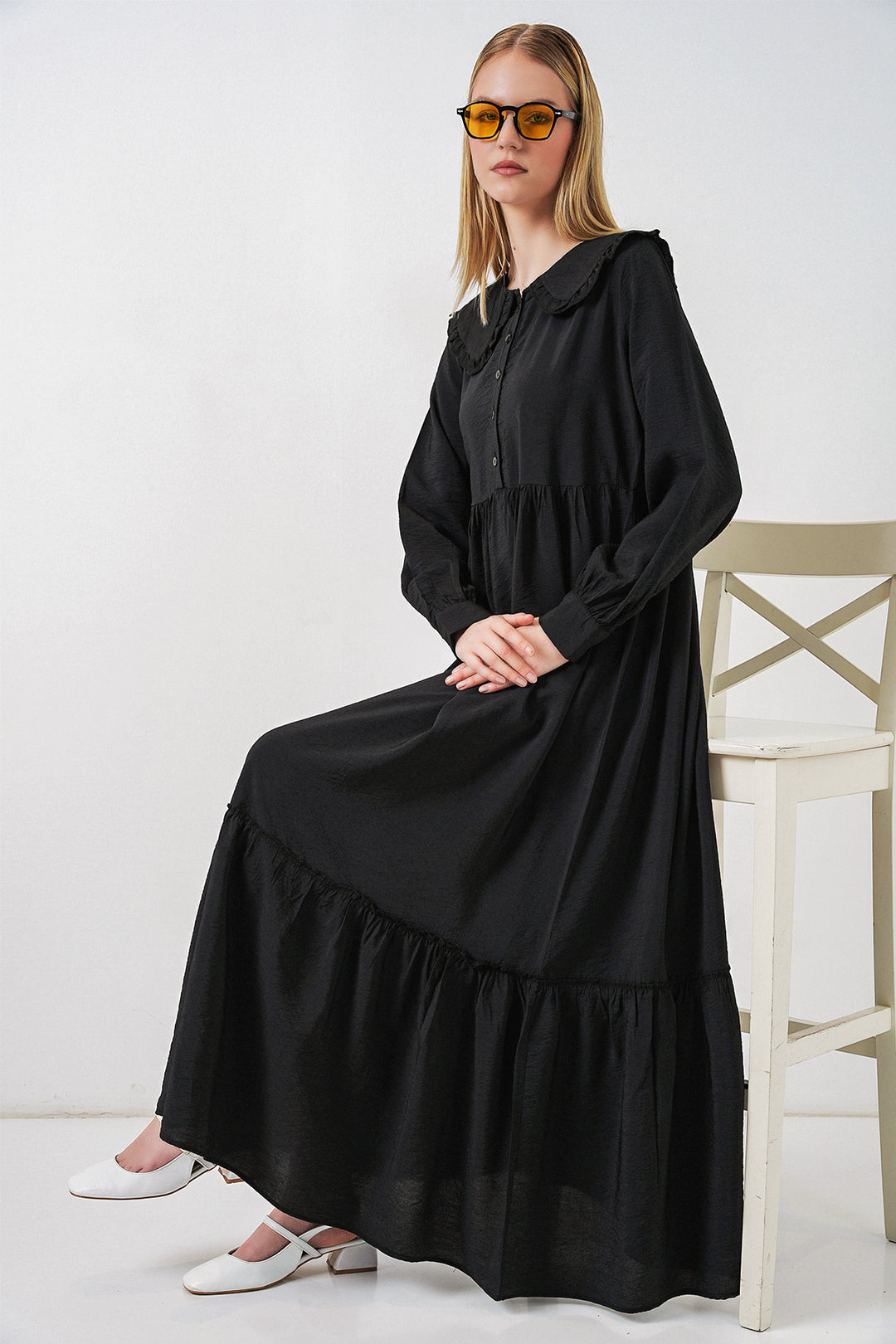 Bigdart Robe longue de hijab à col bébé 2592 - Noir