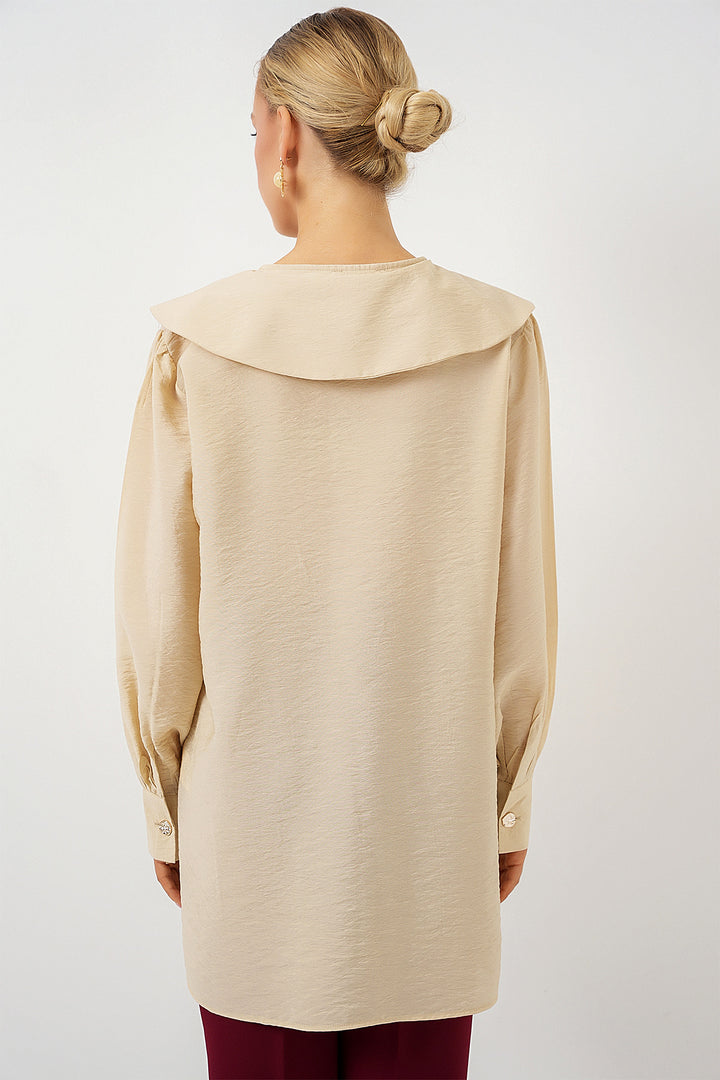 Bigdart Tunique longue à col bébé pour femme 5967 - Crème