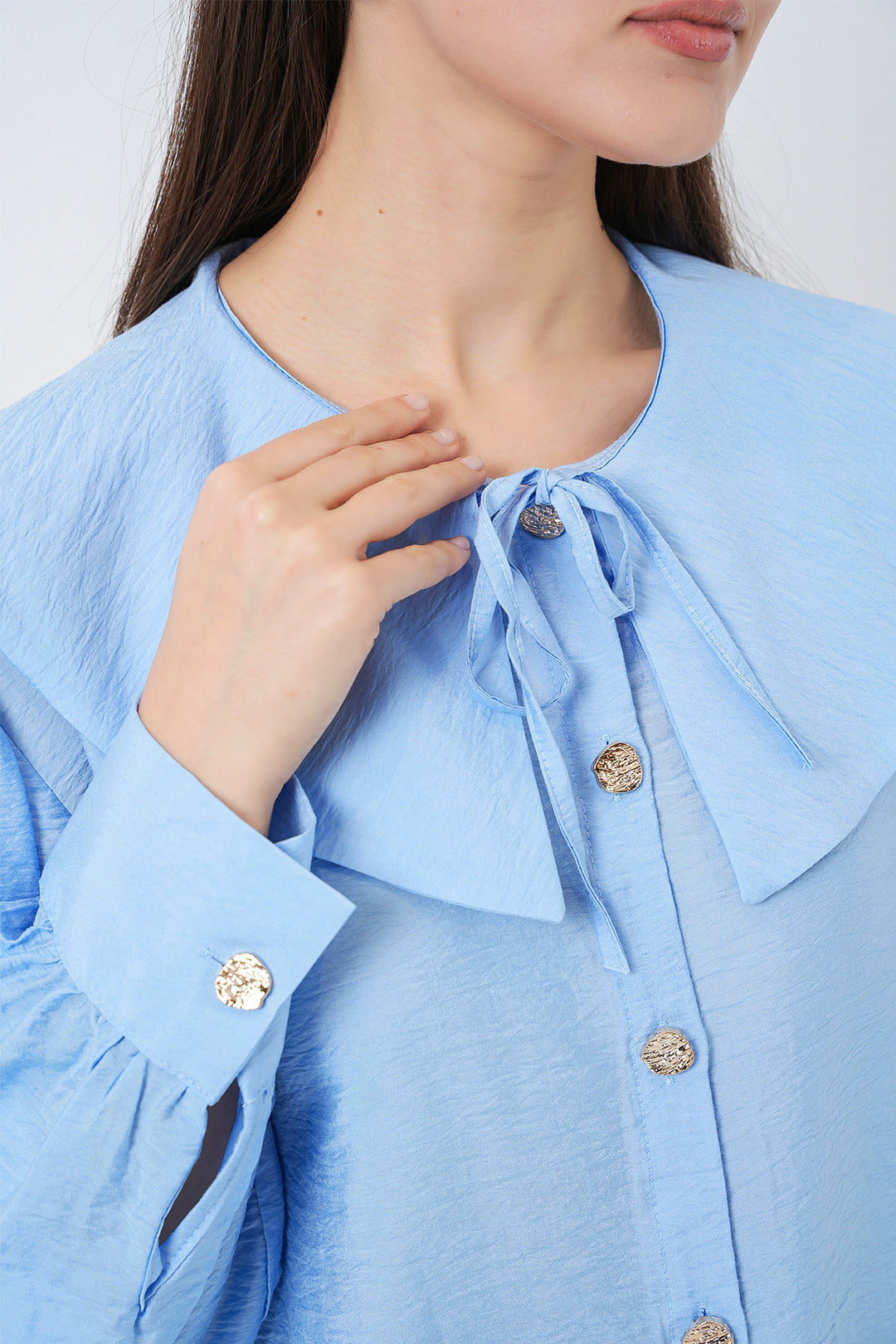 Bigdart Tunique longue à col bébé pour femme 5967 - Bleu