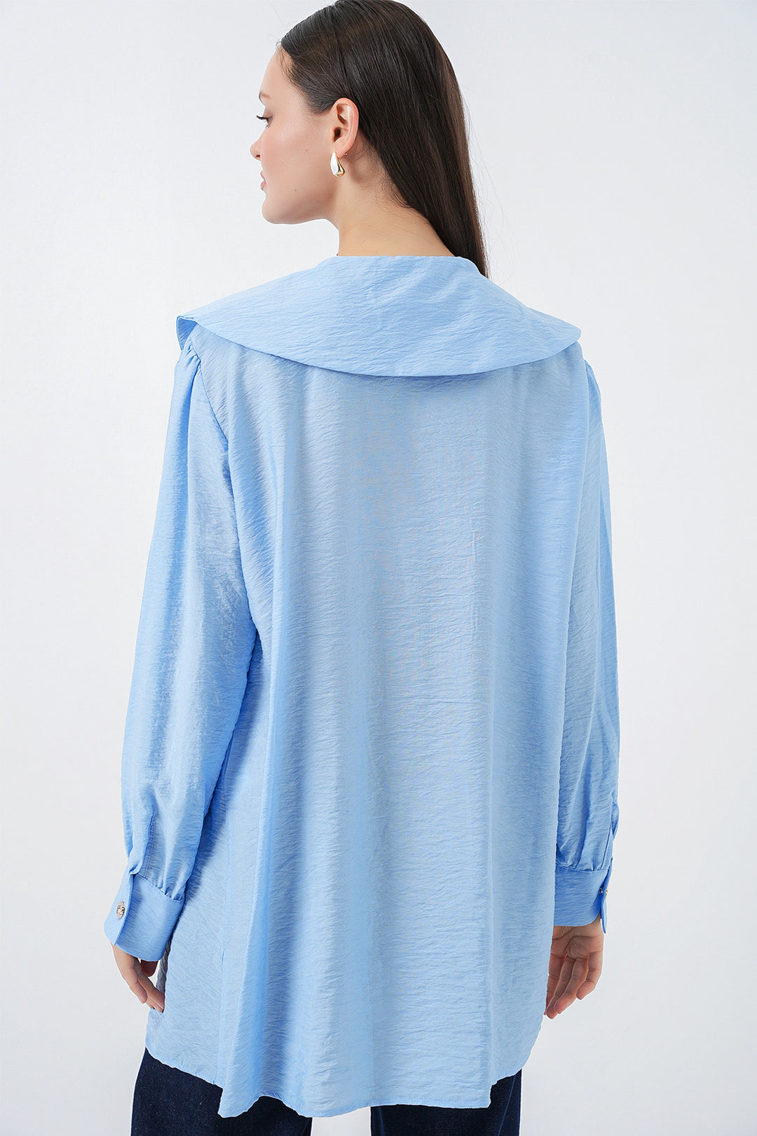 Bigdart Tunique longue à col bébé pour femme 5967 - Bleu