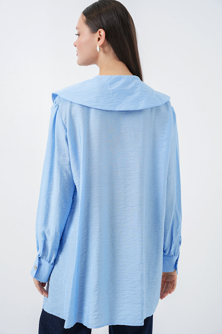 Bigdart Tunique longue à col bébé pour femme 5967 - Bleu
