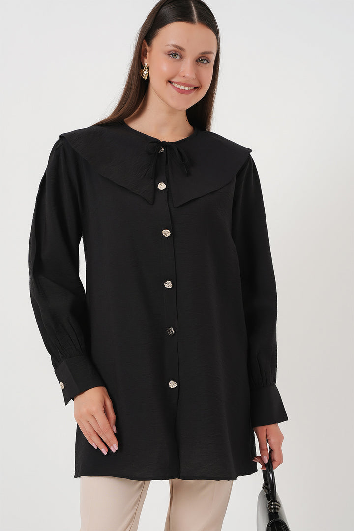 Bigdart Tunique longue à col bébé pour femme 5967 - Noir