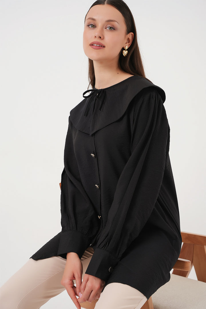 Bigdart Tunique longue à col bébé pour femme 5967 - Noir