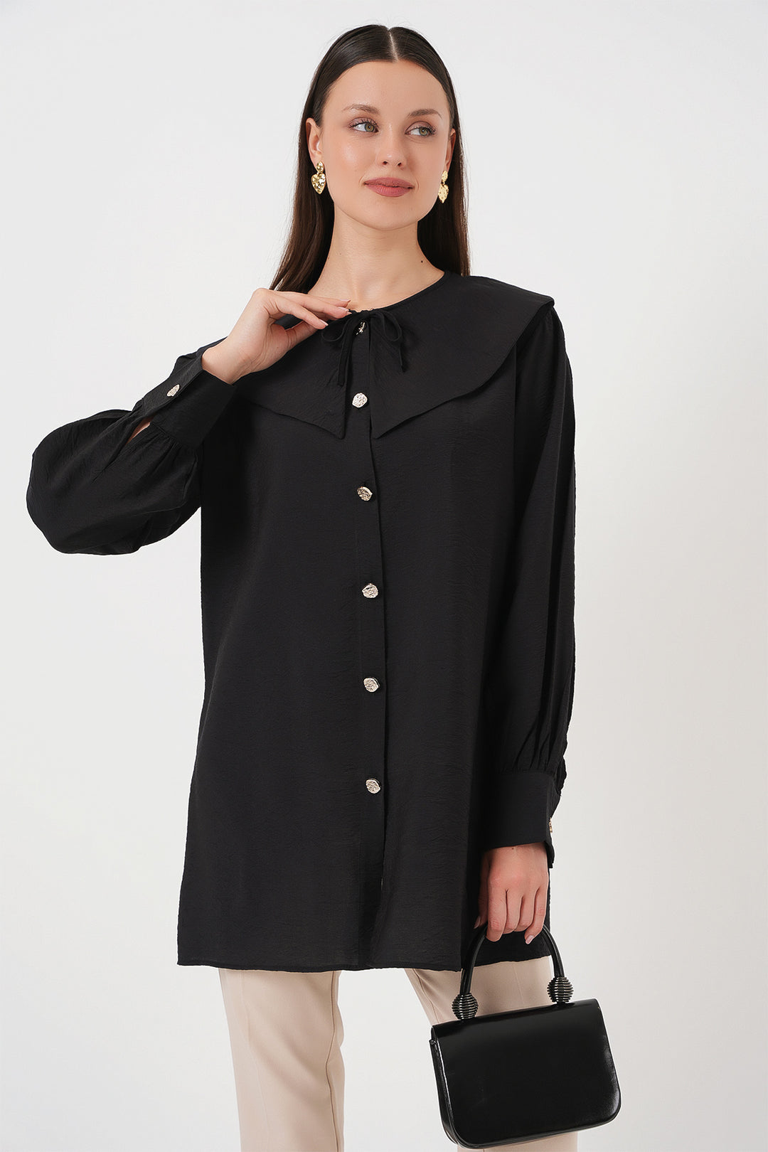 Bigdart Tunique Longue à Col Bébée pour Femme 5967 - Noir
