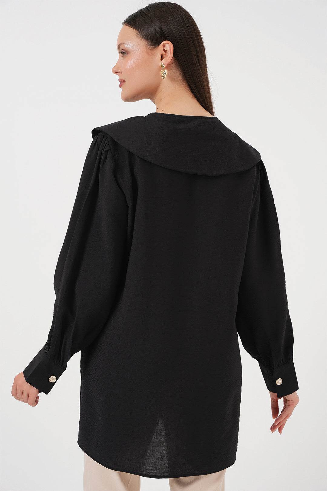 Bigdart Tunique longue à col bébé pour femme 5967 - Noir