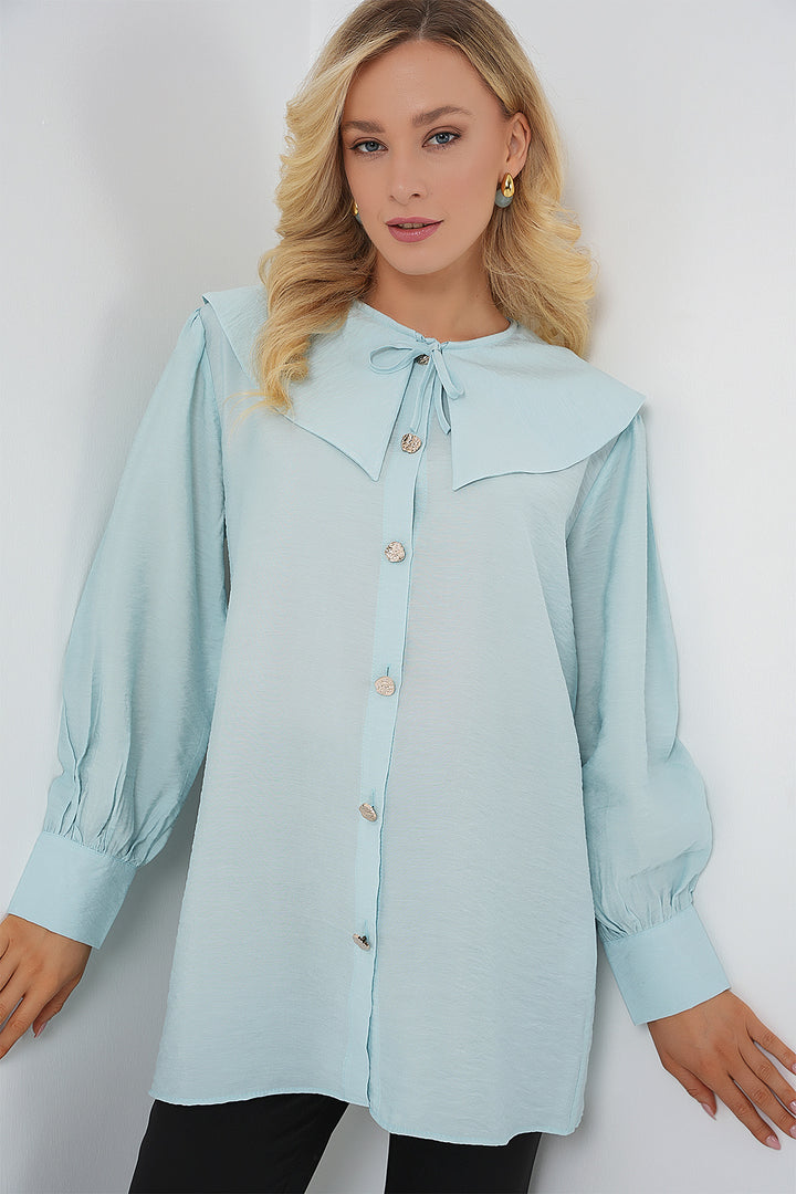 Bigdart Tunique Longue à Col Bébée pour Femme 5967 - Turquoise