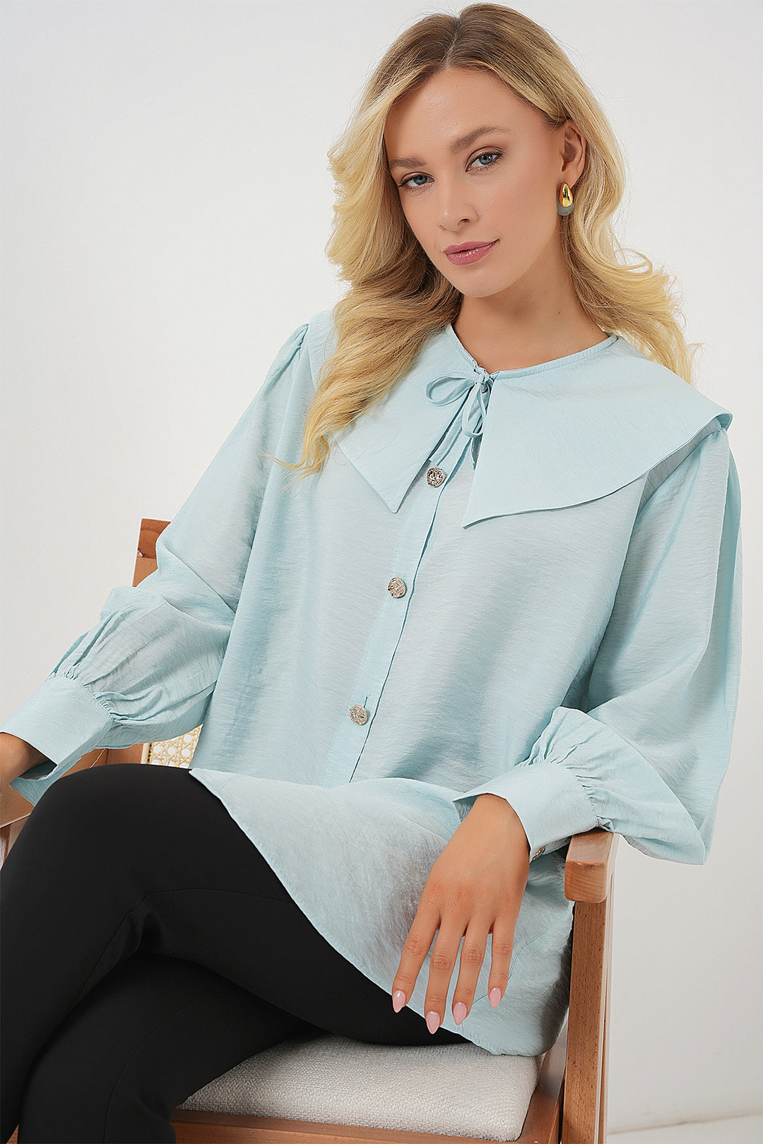 Bigdart Tunique Longue à Col Bébée pour Femme 5967 - Turquoise