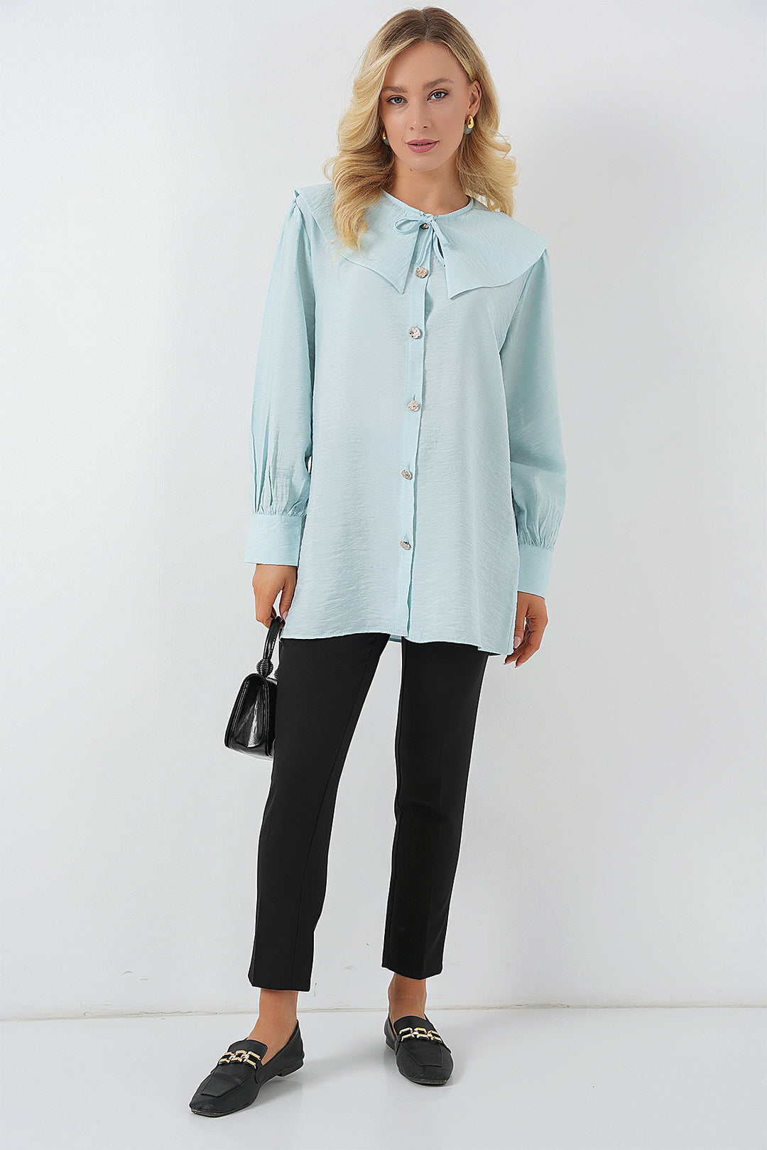 Bigdart Tunique Longue à Col Bébée pour Femme 5967 - Turquoise
