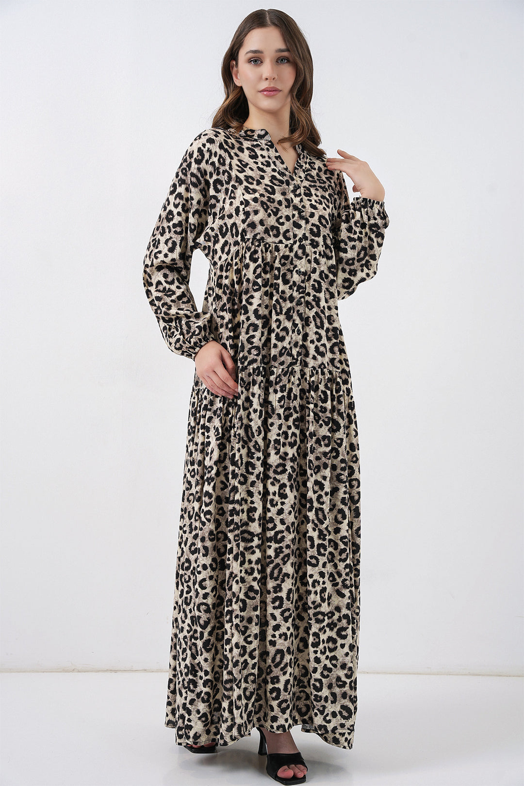 Bigdart Robe de mode en viscose beige noir pour femme 2423 - Beige